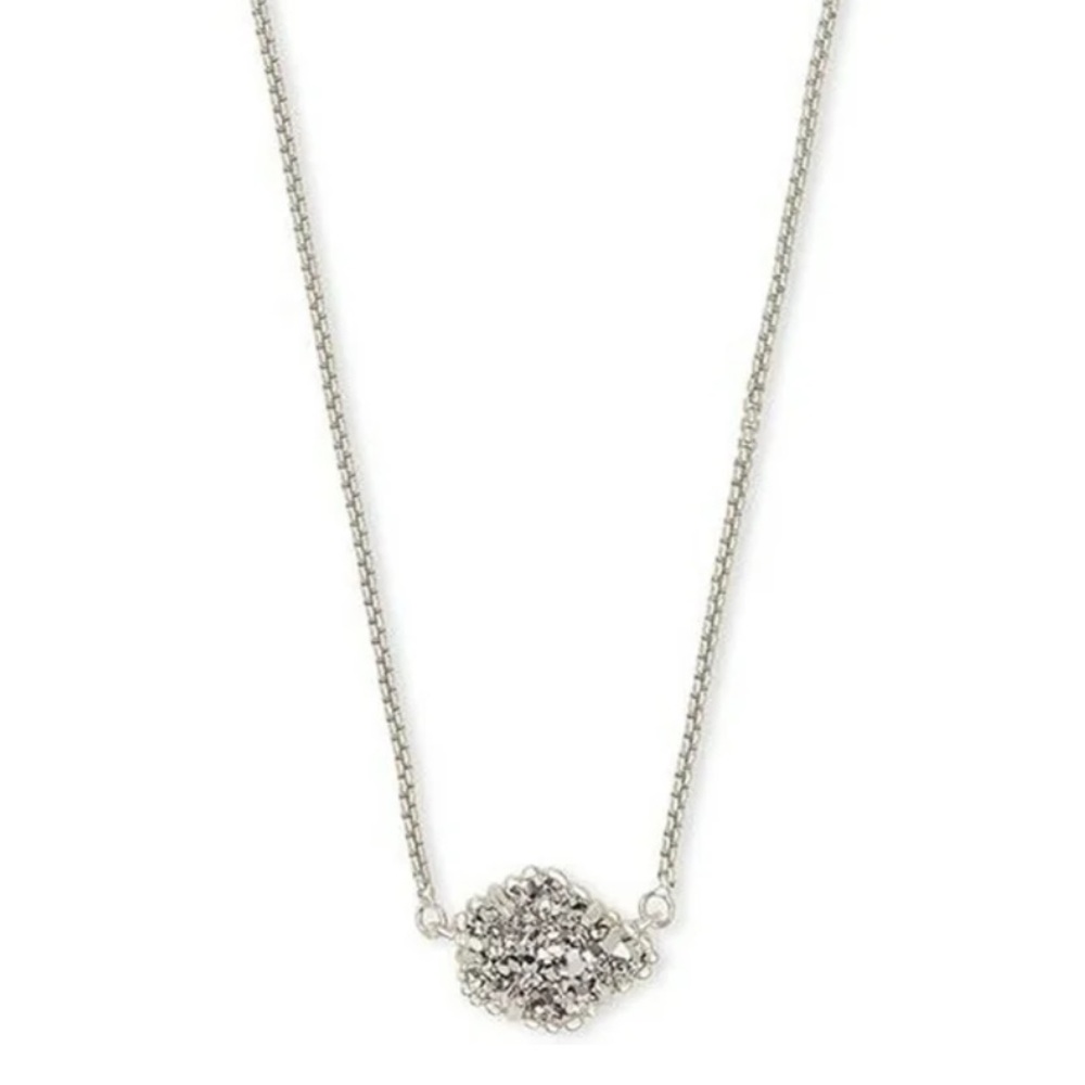 Kendra Scott Tess Pendant Necklace Rhodium Plated Platinum Drusy